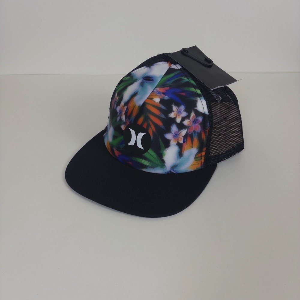 Hurley Balboa Trucker Hat Mens One Size Black Floral Tropical Snapback New